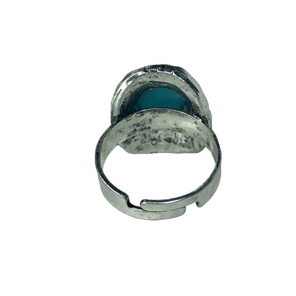 Silver Boho Ring with Turquoise Stone Ring - Size Adjustable - Picture 6 of 6
